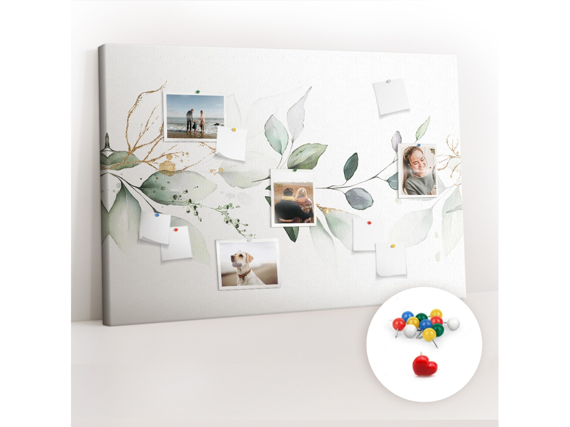 Quadro De Cortiça Com Impressão Abstração De Folhas Para O Escritório Espelharte (120x80 Cm)