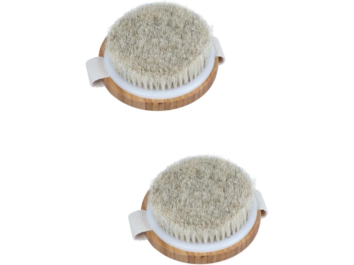 Conjunto De 2-escovas Banho Corporal Beaupretty Em Crina Cavalo Natural Escova Para As Costas Massagem E Esfoliação
