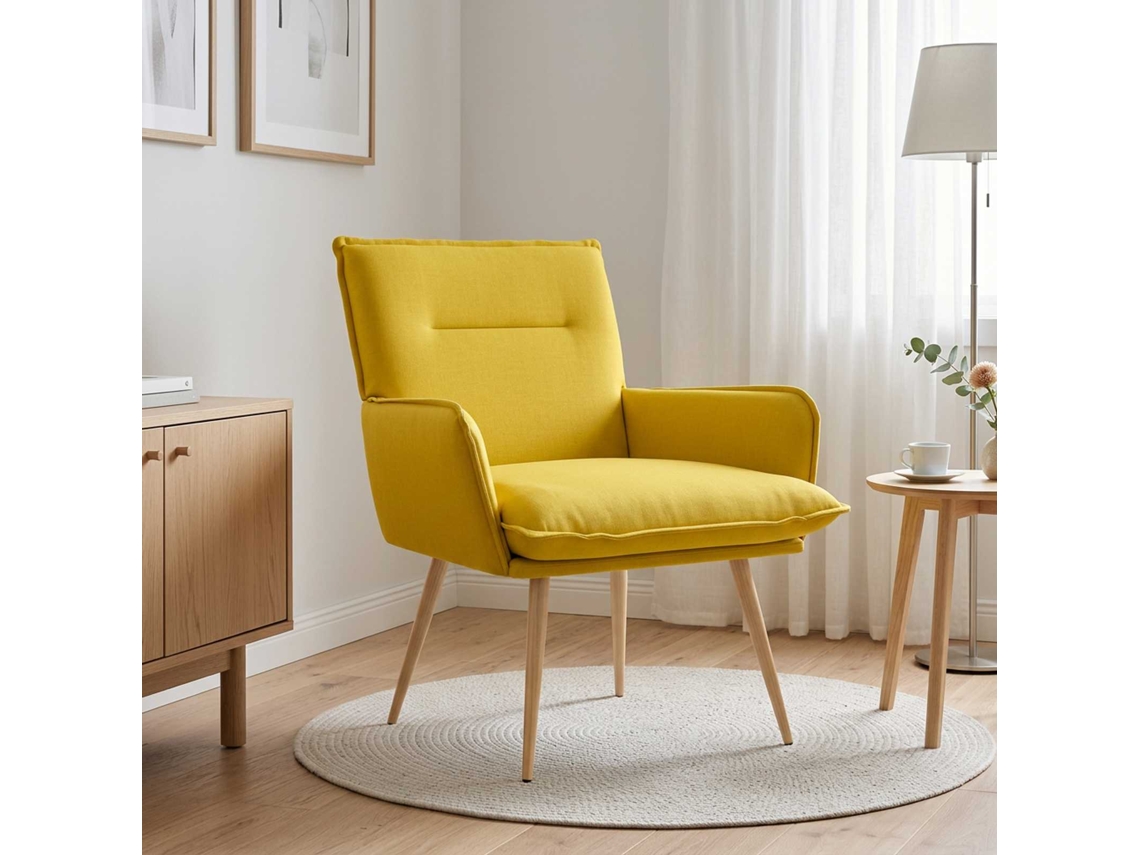 Vidaxl Poltrona Amarelo Claro Tecido