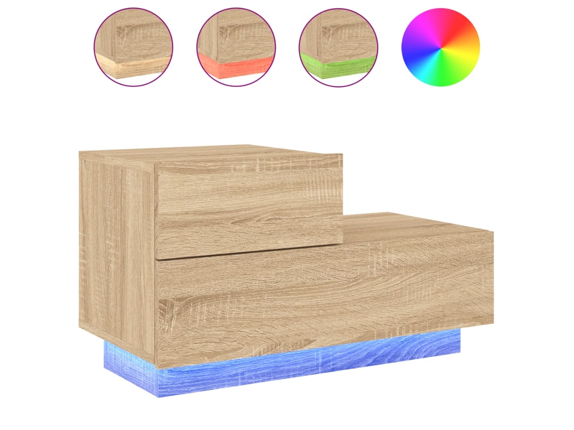Bedside Cabinet, Bedside Cabinets Vidaxl Marrom Madeira Processada (n/a)