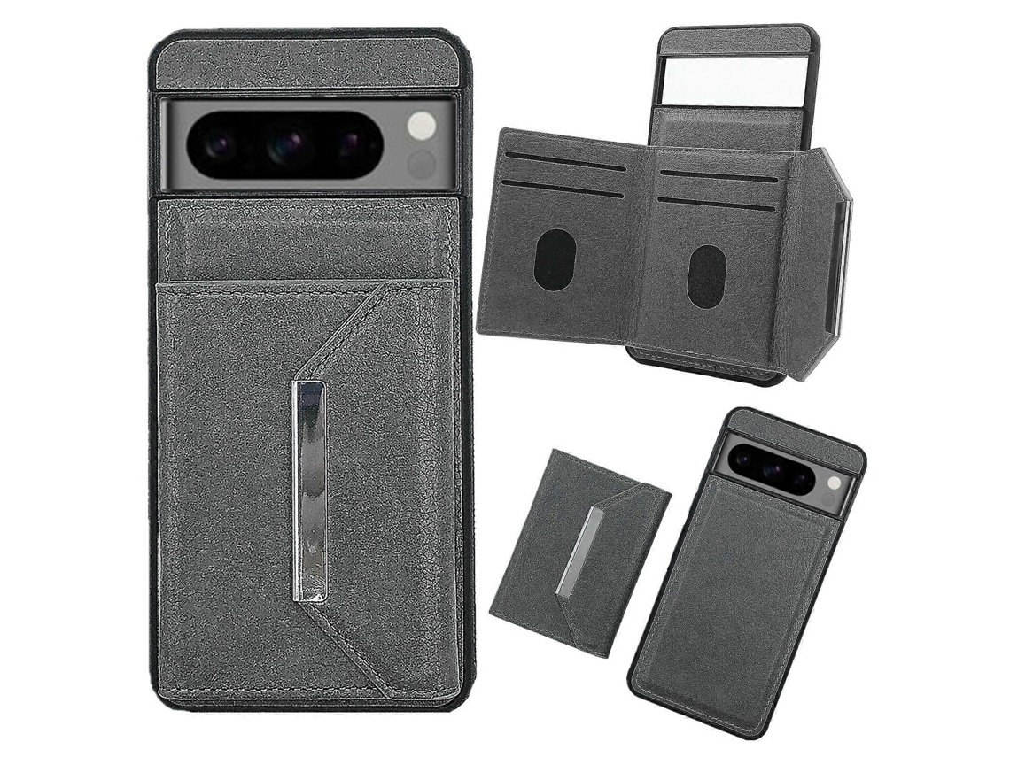 Capa De Celular Com Compartimento Para Cartões E Fivela De Metal De Cor Sólida