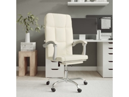 Vidaxl Cadeira De Escritório Reclinável Couro Artificial Cor Creme