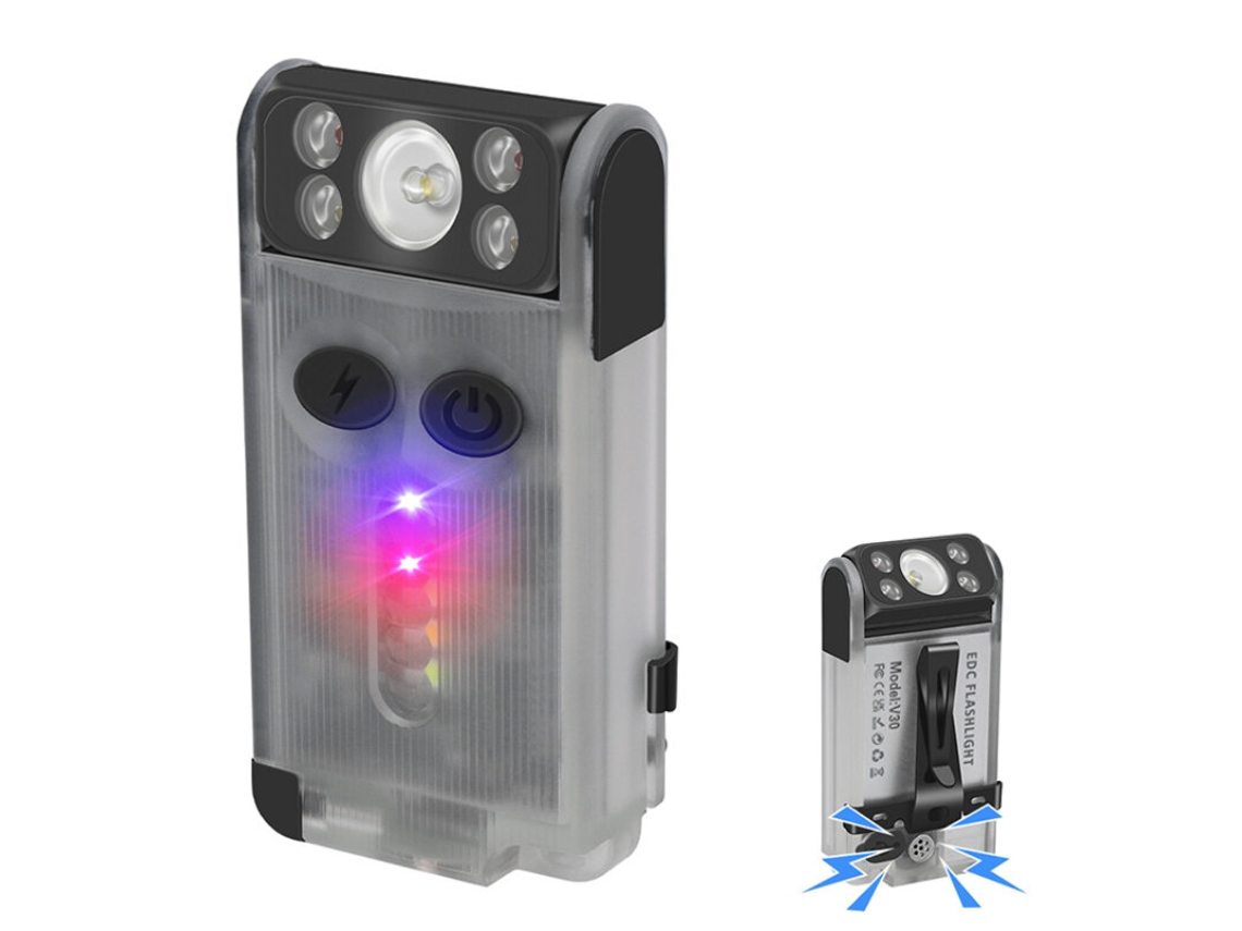 Preto Sem Fluorescente - Seeknite V30 1000lm Edc Led Porta-chaves Lanterna Banco De Potência Uv Bip Magnético Clipe Usb-c Recarregável Camping Pesca A