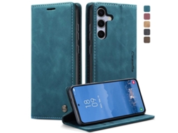 Capa Para Samsung Galaxy S25 Plus 5g Multifuncional Horizontal De Couro Azul