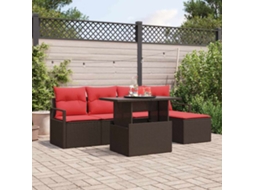 Vidaxl Conjunto De Sofá De Jardim 6 Unid. Castanho Rattan Sintético