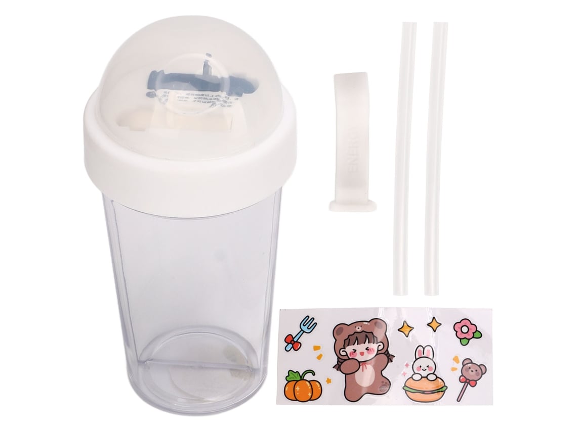 Garrafa Dupla Anti vazamento Straw Cup Branco