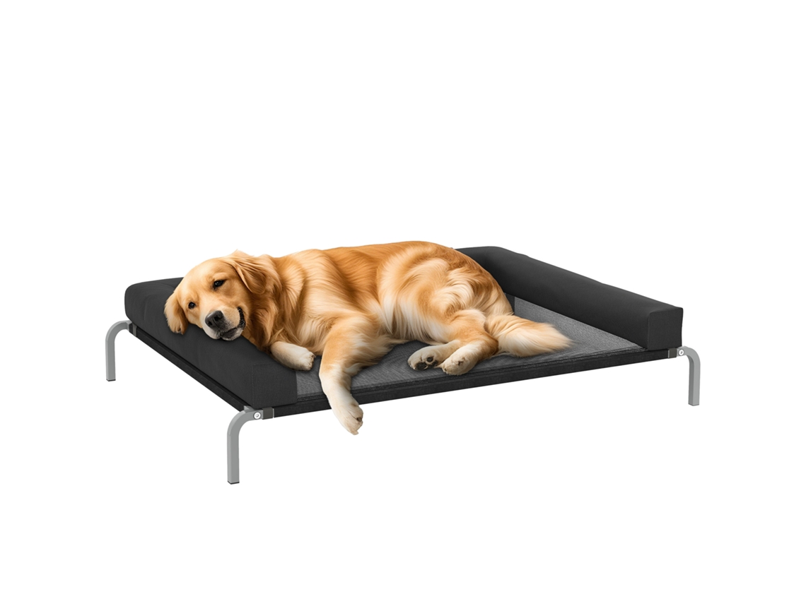 Cama Elevada para Cães Refrigerada, Cama Portátil Externa para Cães, 130 X 90 X 30 Cm, Preta Ge