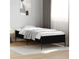 Vidaxl Estrutura De Cama 100x200 Cm Derivados De Madeira/metal Preto