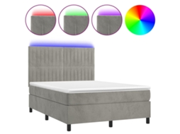 Conjunto 1 Cama Box Spring Vidaxl Cinzeto Veludo (203 X 144 X 128 Cm)