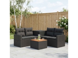 Vidaxl Conjunto De Sofás 6 Unid. Preto Rattan Poliéster E Aço
