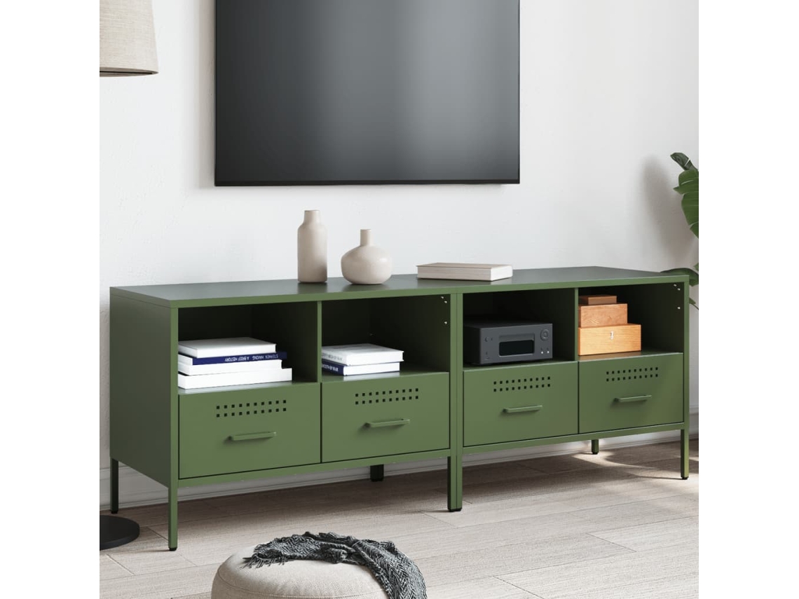 Móveis De Tv 2 Pcs 68x39x50,5 Cm Aço Verde-azeitona Dkd Home Decor