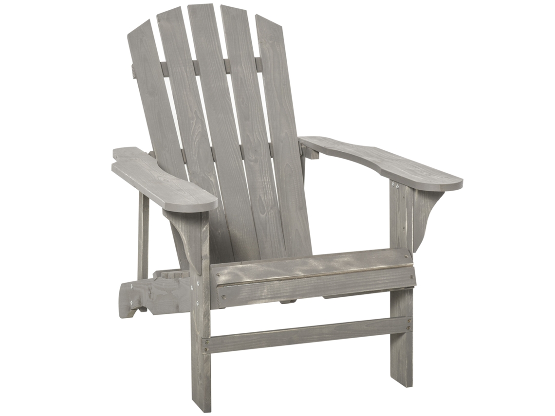 Cadeira Adirondack Madeira de Abeto Cor Cinzento 78x89x88 cm Outsunny