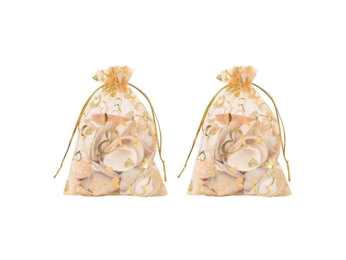 200pcs 9x12cm Bolsas Organza Coração Cordão Bijuterias Festas Casamentos Natal