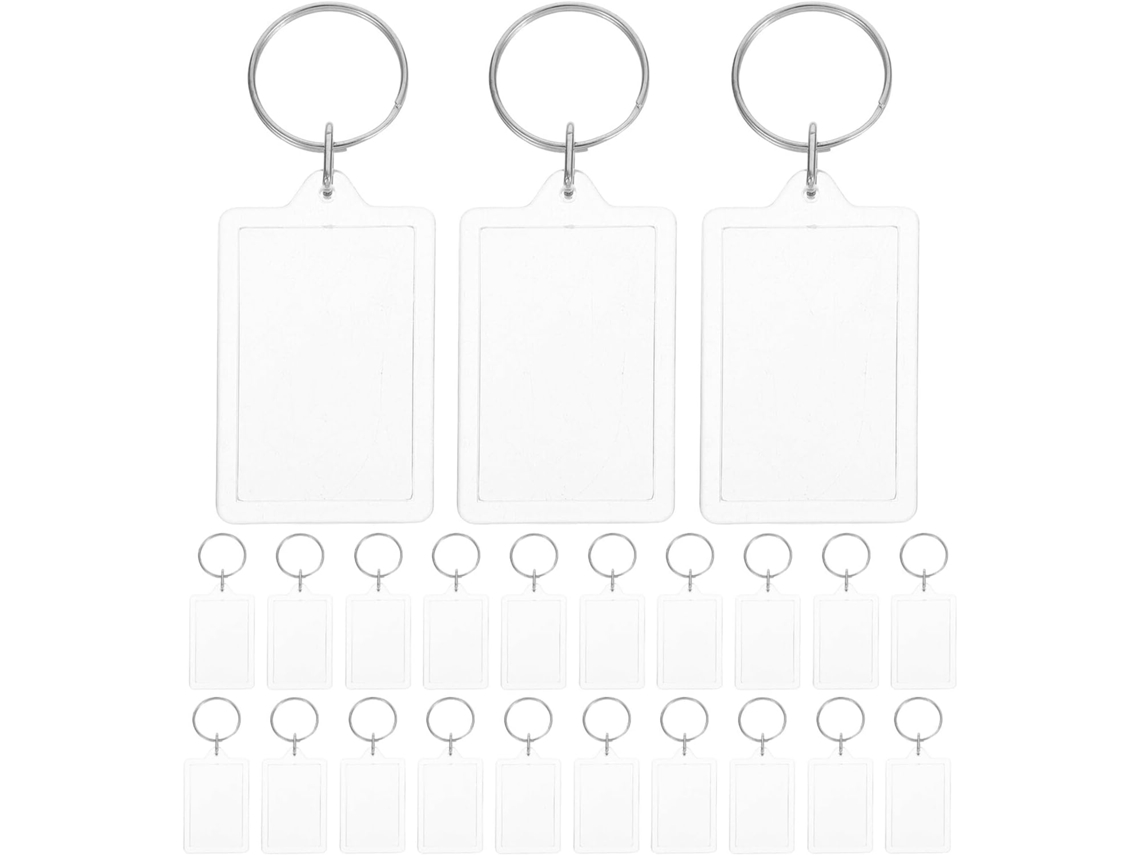 Conjunto De 30 Chaveiros Retangulares Transparentes Para Fotos, Medindo 5,2 X 3,4 Cm, Com Espaço Para Foto.