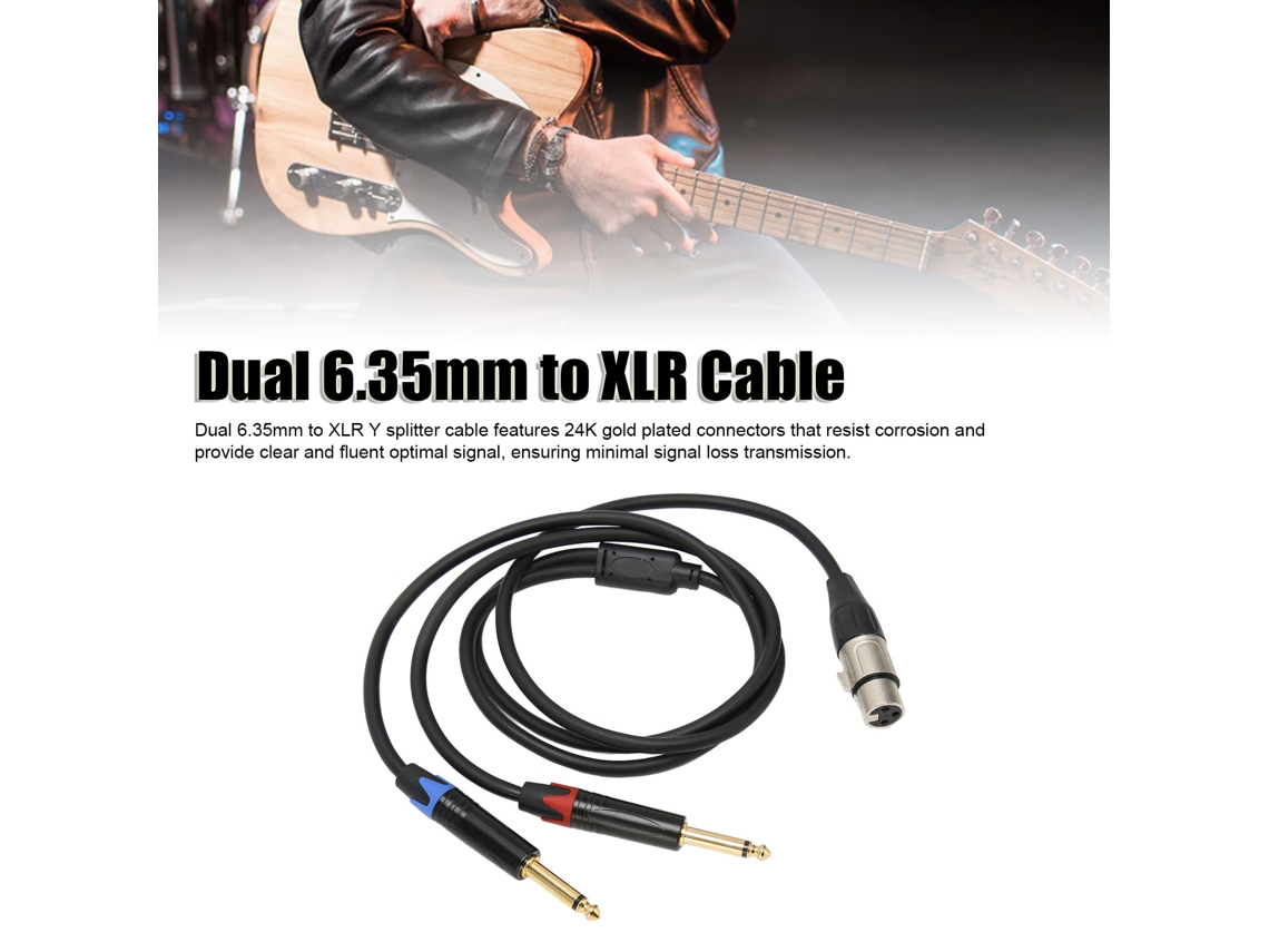 Cabo de Microfone com conexões de ouro EOOCOO 6.35mm para XLR