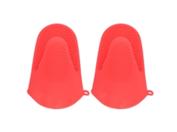 Silicone Forn Mitts, Mini Tamanho De Isolamento De Calor Vermelho Luvas Para Cozinha De Cozinha Segura, O Design Da Grade Garante Uma Aderência Resist
