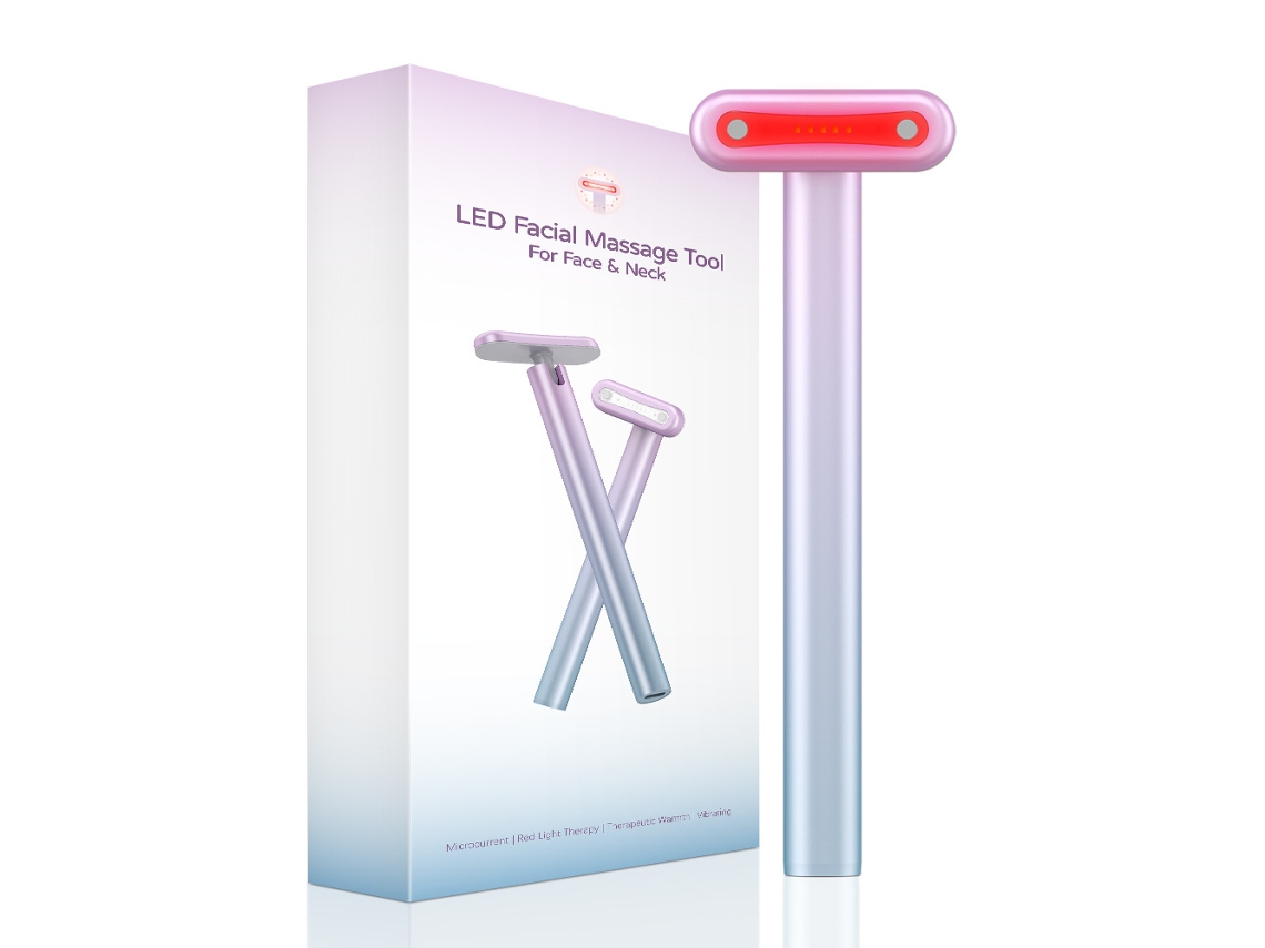Lâmpada De Terapia De Luz Vermelha Quatro Em Um, Massageador Facial E De Pescoço Com Microcorrente Ems.