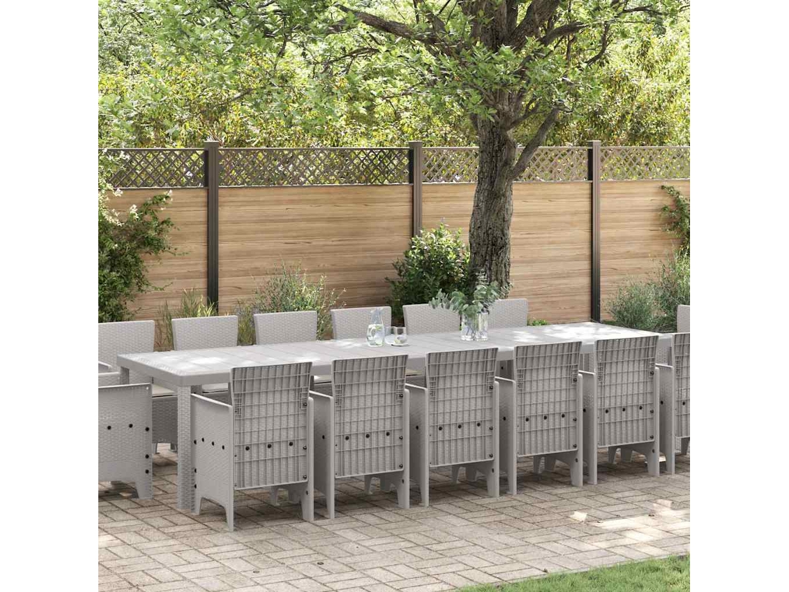 Vidaxl Conjunto De Jantar Para Jardim 15 Unid. Cinzento-claro