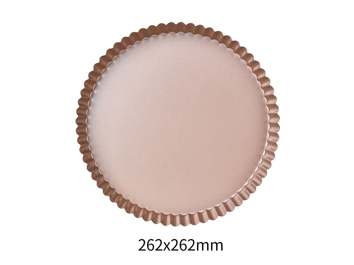 Forma De Tarte E Pizza Antiaderente Dourada - Molde De Renda Para Bolos E Quiches De Cozinha