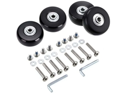 Conjunto De 4 Rodas De Substituição Para Mala, Medida 50x18mm, Em Borracha, Cor Preto, Rotação 360°