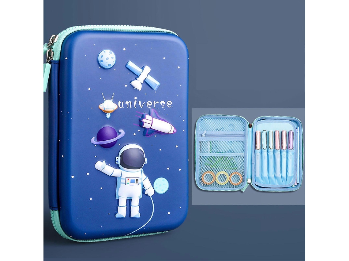 Estojo Escolar Impermeável Com Estampa De Astronauta Azul Escuro Para Estudantes. Aquaforge