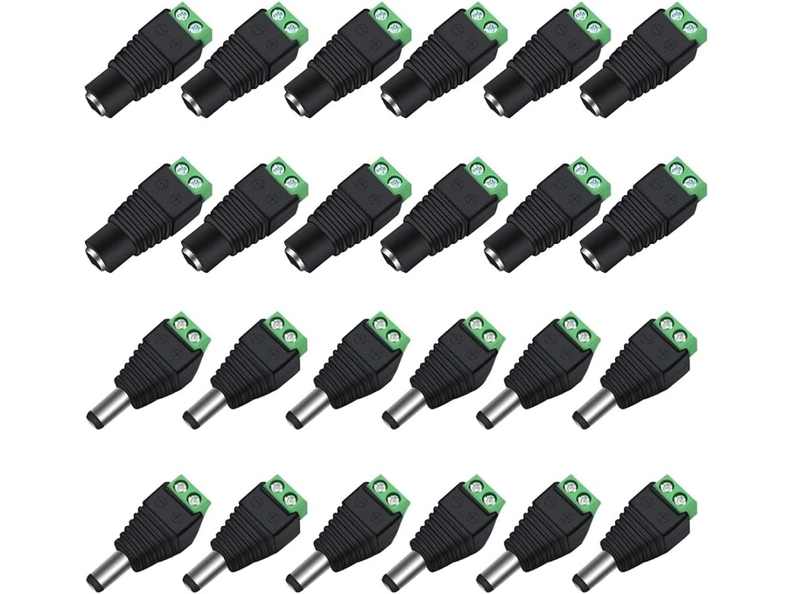 Adaptador Balun Macho/fêmea Conector Dc 12v Para Tomada, Utilizado Em Monitores De Vídeo, Câmeras De Cftv E Fitas De Led Aquaforge (2,1 X 5,5 Mm)