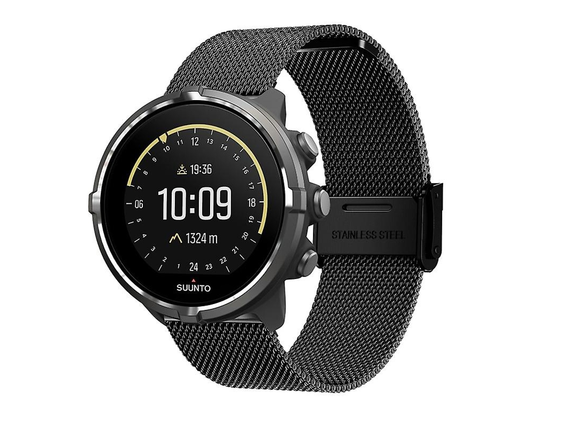 Pulseira de substituição de aço inoxidável com alça milanesa de 22 mm para relógio inteligente Suunto 9 com fivela Ly para bicicleta elétrica