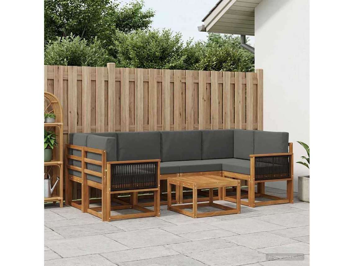 Vidaxl Conjunto De Sofás Para Exterior 5 Pcs Natural E Antracite