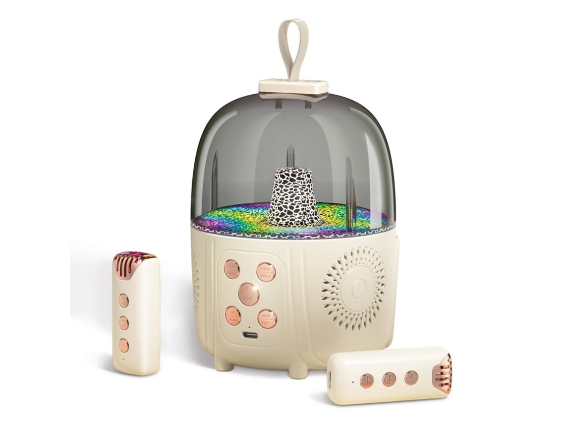 Máquina Portátil De Karaokê Bluetooth E 2 Microfones Sem Fio Para Meninas E Meninos Com Coro Sem Fio Luz Ambiente Som Estéreo 3d Para Cria Yizhood