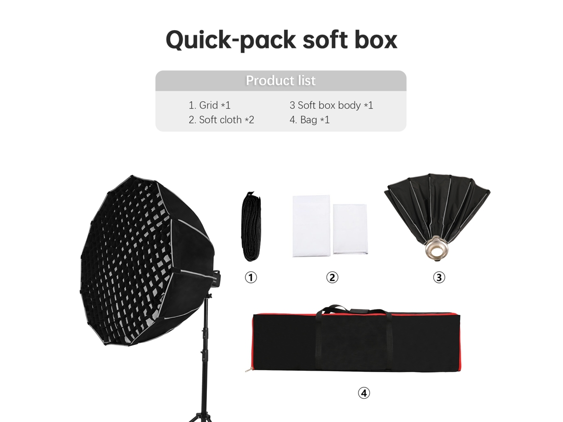 2026 softbox Parabólico Plegable 12 Polos para Flash Speedlight, Difusor de Luz Reflector Iluminación
