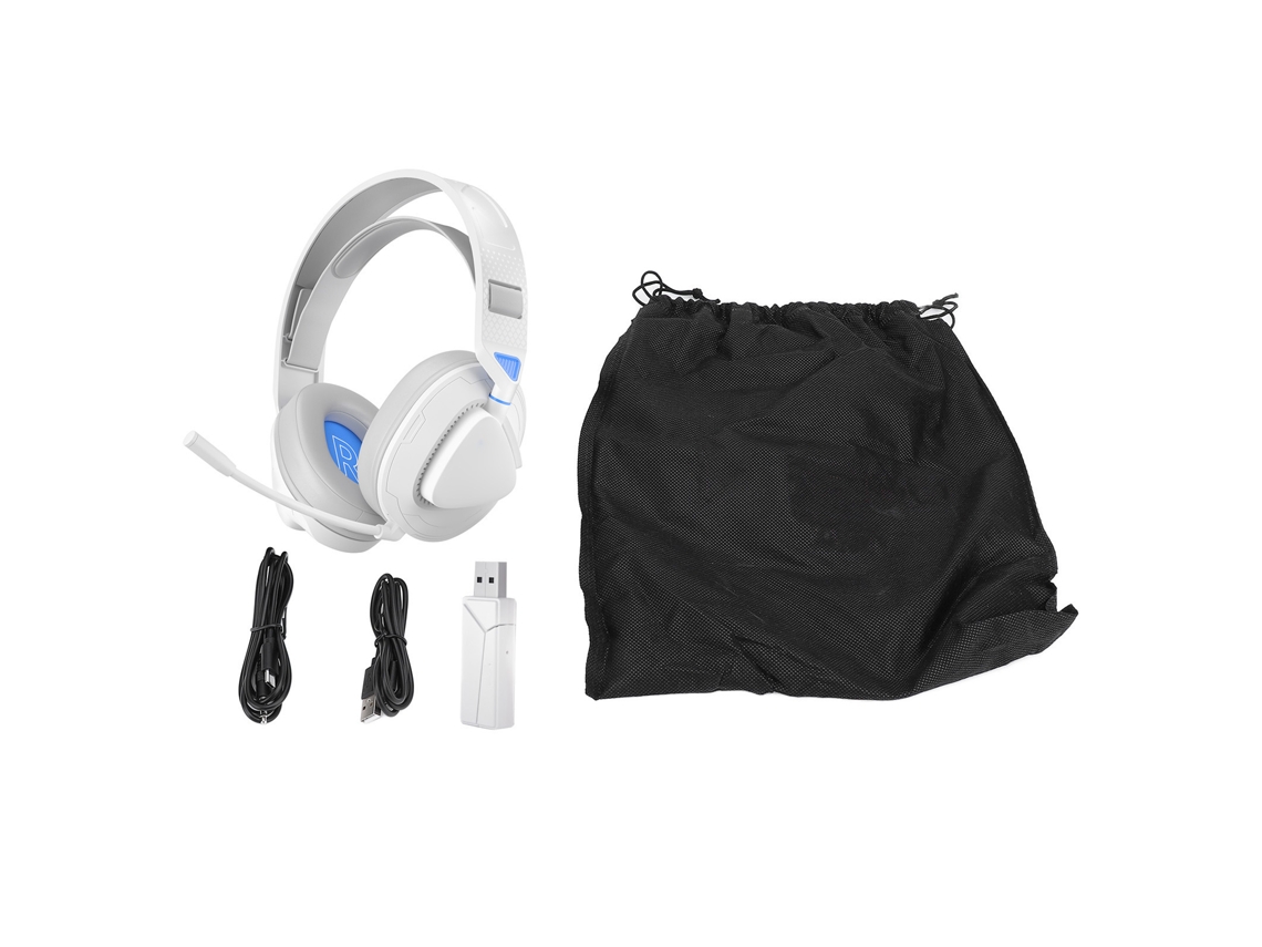 Fone De Ouvido Gamer Com Fio E Sem Fio 2.4g Bluetooth 4 Modos Bandana Ajustável Branco Azul
