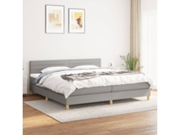 Vidaxl Cama Com Molas/colchão 200x200 Cm Tecido Cinza-claro