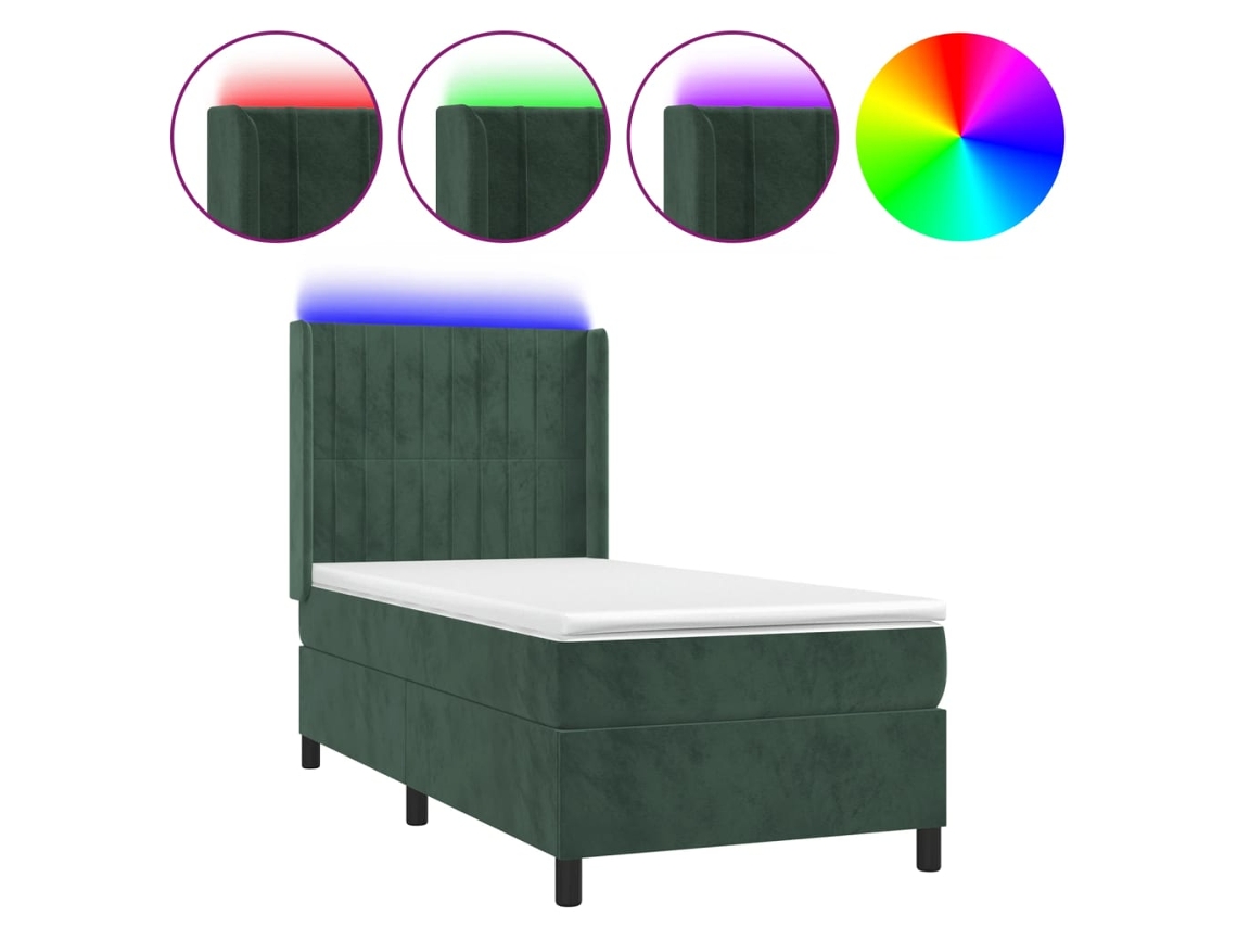 Box Spring Bed, Box Spring Beds Vidaxl Verde Veludo (90 X 200 Cm)