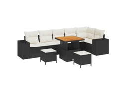 Maison Exclusive - Conjunto De Sofá De Jardim 9 Pcs Preto E Creme Vime Pe