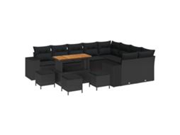 Conjunto 13 Móveis Para Exterior Vidaxl Preto Vime Pe (110 X 55 X 71 Cm)