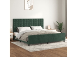 Estrutura De Cama Sem Colchão 200x200 Cm Veludo Verde-escuro
