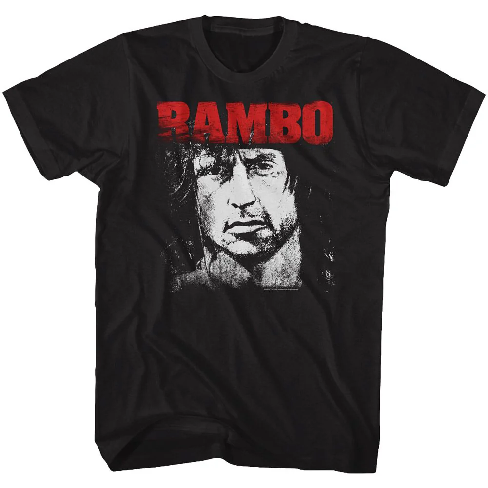 Unisex Adult T-shirt Rockinstone Rambo Movie Red And White Black Sizexxxl