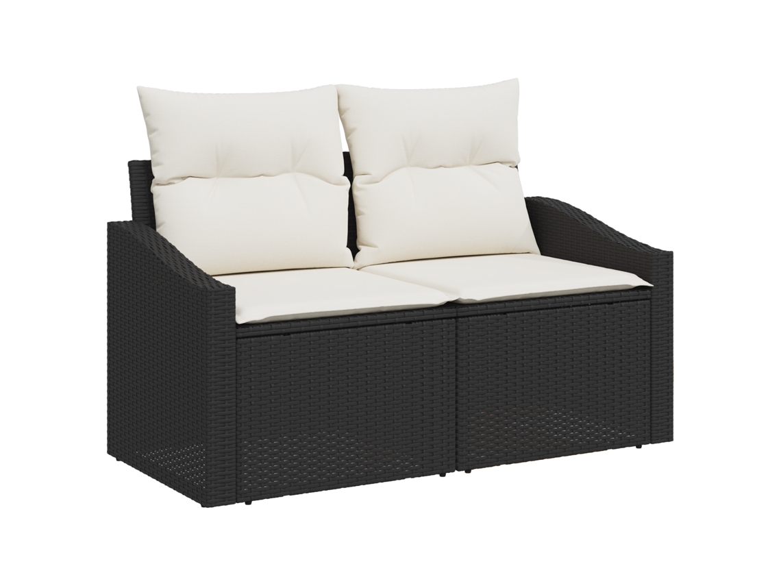 Conjunto 7 Conjunto De Sofá De Jardim Vidaxl Preto Vime Pe (55 X 55 X 37 Cm)