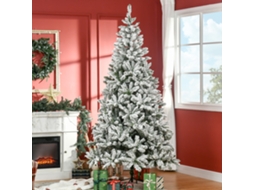 Árbol De Navidad Artificial 225 Cm Con Nieve Ignífugo Con 1300 Ramas Decoración Navideña Para Interiores Verde