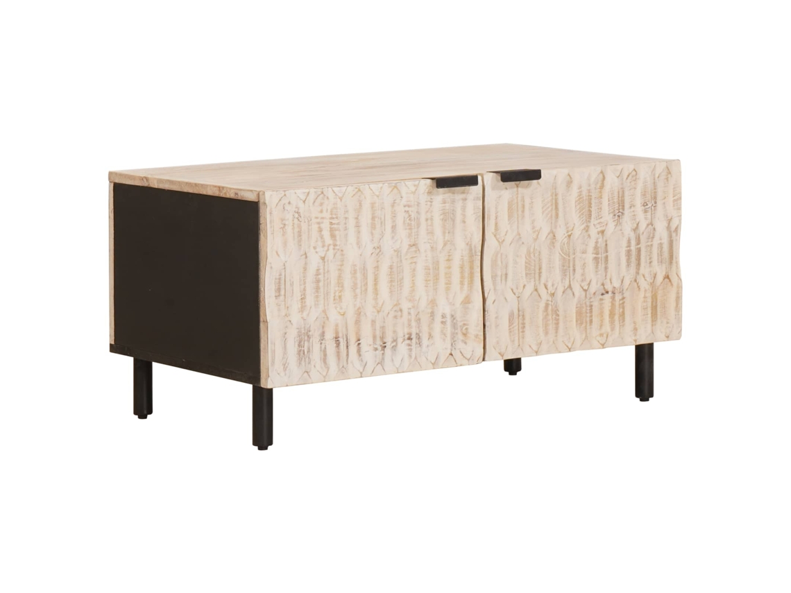Vidaxl Mesa De Centro Branco 80 X 50 X 40 Cm Madeira De Manga Maciça