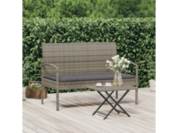 Vidaxl Banco De Jardim Com Almofadão 105 Cm Vime Pe Cinzento