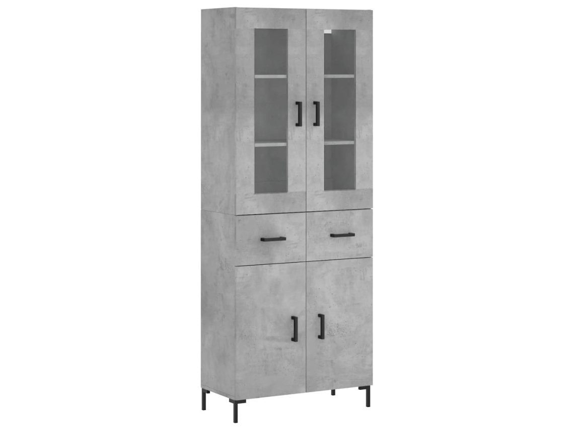 Armário Alto 69,5x34x180cm Madeira Cinza Cimento MAISON EXCLUSIVE