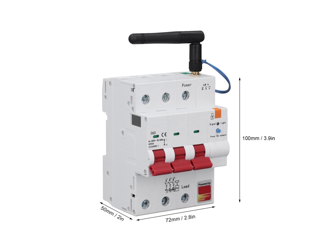 Disjuntor Inteligente Zigbee 3p 63a Com Controle App