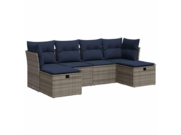 Conjunto de 6 Sofás de Jardim com Almofadões Vime Cinzento MAISON EXCLUSIVE (80x200 cm)