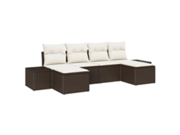 Conjunto 6 Conjunto De Sofá De Jardim Vidaxl Castanho Vime Pe (294 X 117 X 69 Cm)