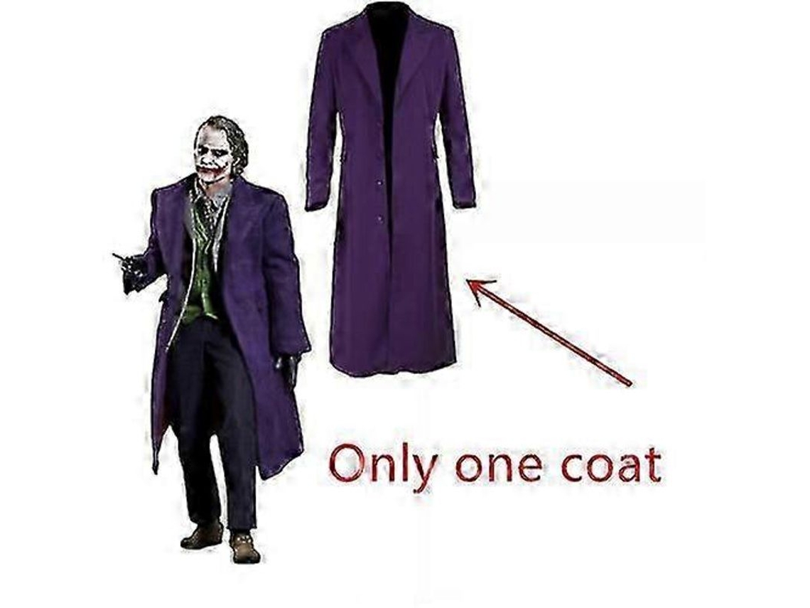 Traje de Cosplay Heath Ledger para Halloween Homem Batman o Cavaleiro Das Trevas Arlequim Jaqueta Roxa Conjunto Completo XXL hombre Apenas o Casaco