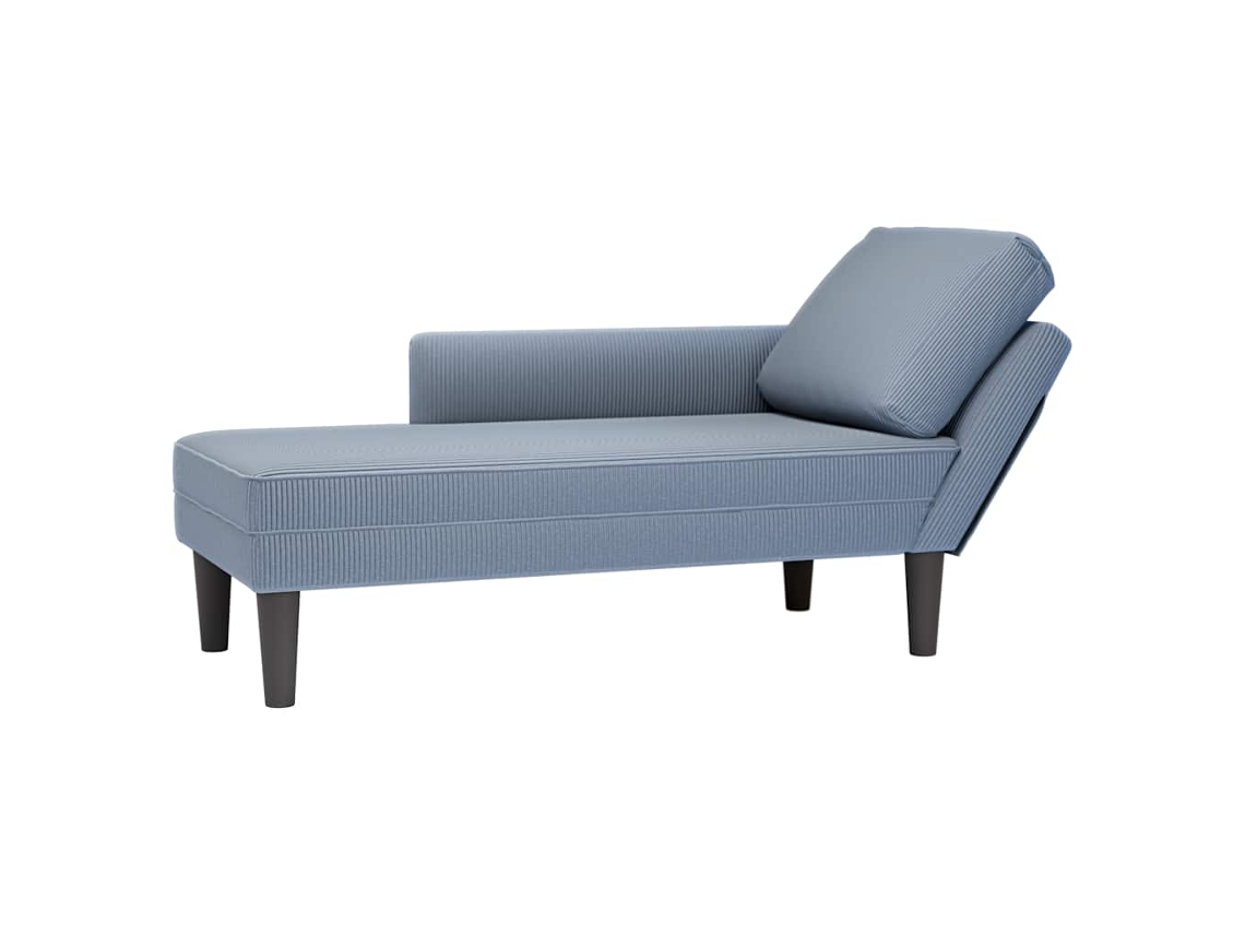 Vidaxl Chaise Lounge Com Almofada Tecido Corduroy Azul