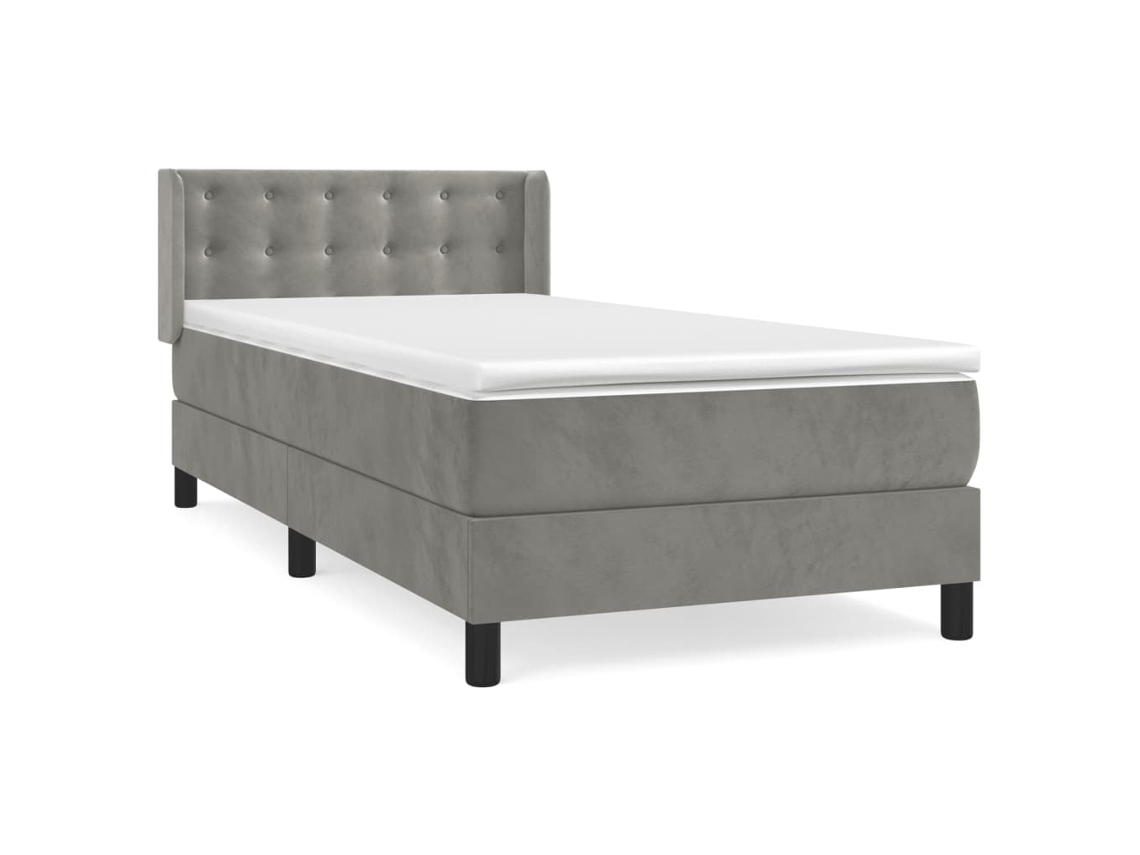Cama com Molas/colchão 100x200 Cm Veludo Cinza claro MAISON EXCLUSIVE