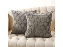 Nova Line pacote de 2 Capas de Almofada Faux Wool 18x18 Polegadas Decorativa Veludo Rustico Boho, Bege