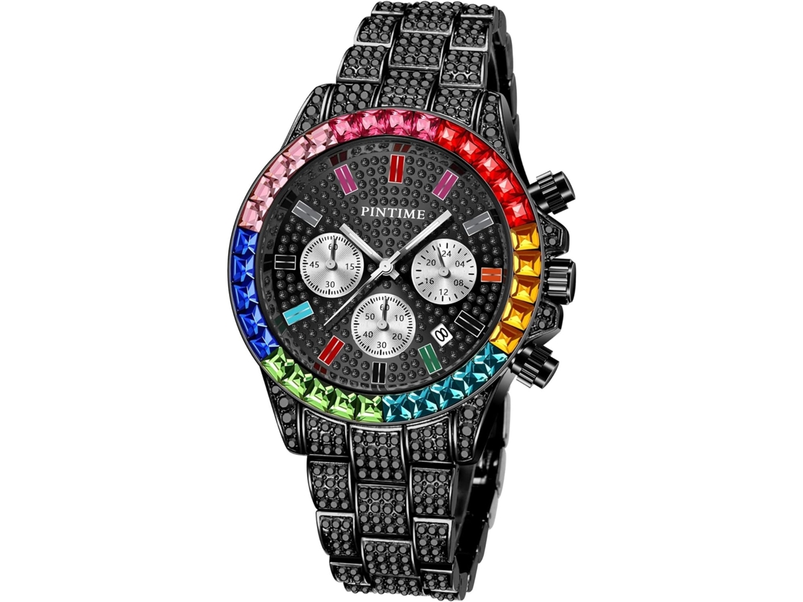 Lurelia Relógio De Pulso, Movimento De Quartzo, Analógico, Detalhes Com Strass, Resistente À Água, Preto
